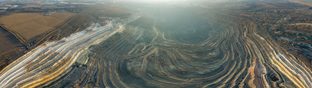 Open pit mine in mining and processing plant, aerial view.の写真素材