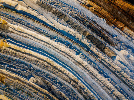 Open pit mine in mining and processing plant, aerial view.