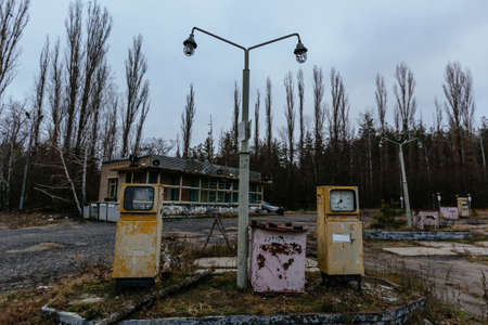Old abandoned gas station in Russia.の写真素材