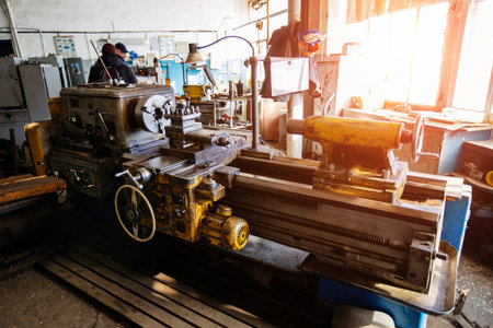 Lathe in the metalworking workshop.