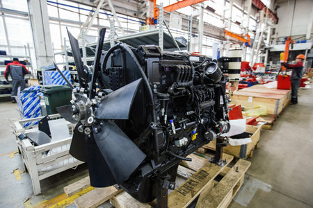Modern diesel engine for assembly of machinery in the workshop
