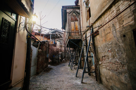 Old shabby houses in the slum district.の写真素材