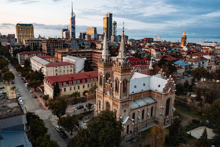 Batumi Cathedral of the Mother of God, drone aerial view.