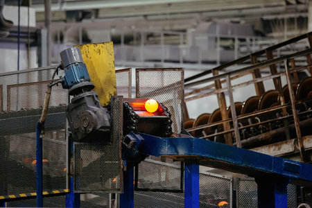 Working ball rolling mill. Production of steel grinding balls.