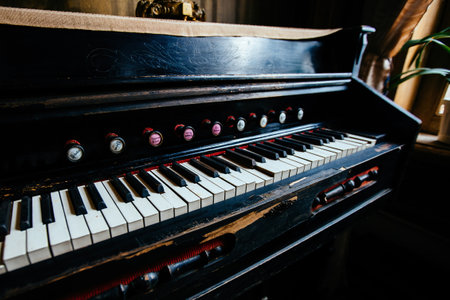 Old vintage piano in the house.の写真素材