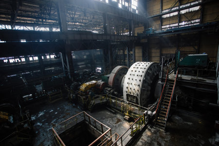 Mill grinds ore in ore dressing treatment plant.