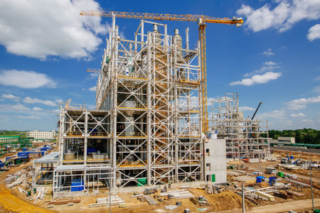 Construction site of chemical factory.