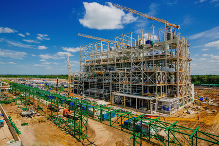 Construction site of chemical factory.
