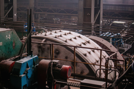 Mill grinds ore in ore dressing treatment plant.の写真素材