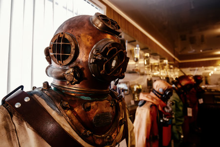 Old vintage copper diving suit.の写真素材