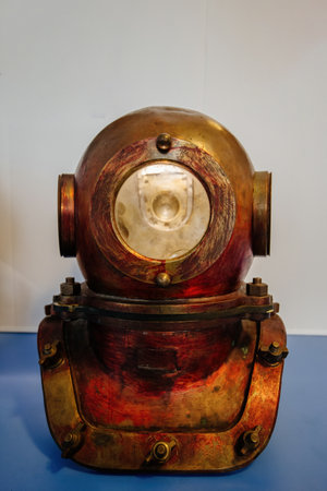 Old vintage copper diving helmet.の写真素材