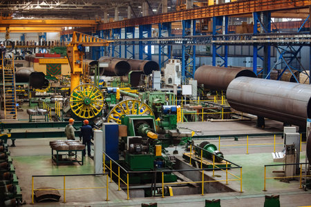Modern seam pipe factory production line.