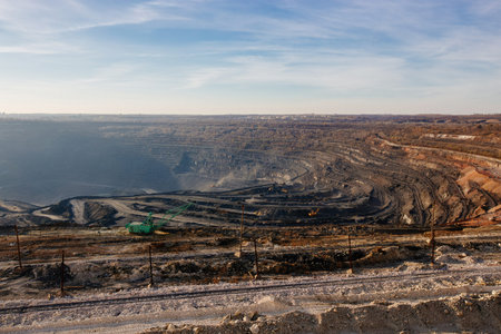Open pit mine in mining and processing plant.