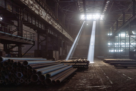 Beams in old industrial building or warehouse.