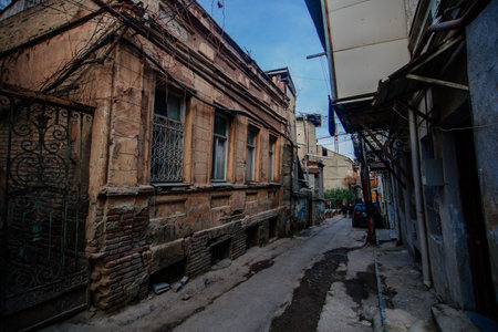 Old shabby houses in the slum district.の写真素材