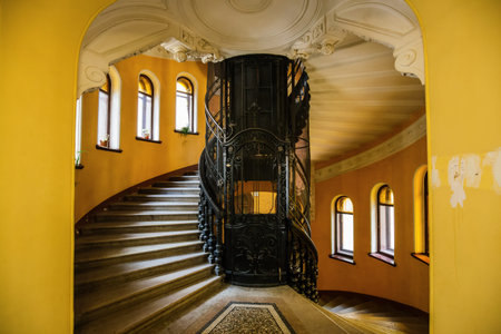Old vintage elevator gates in old mansion.