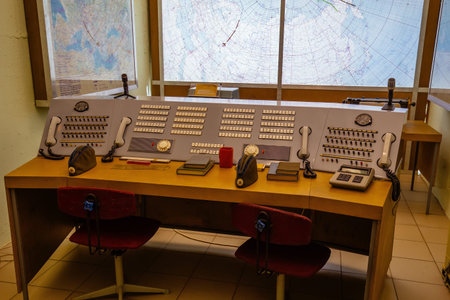 Old control panel of Soviet underground military command post.