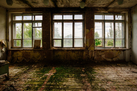 Dark dirty room of old abandoned building.