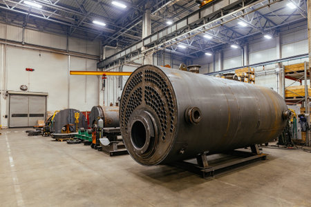 Assembly line of boiler equipment.