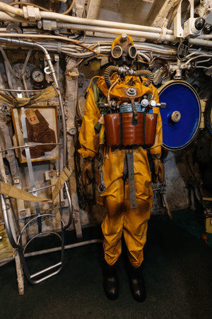 Evacuation diving suit for rescue in submarine.