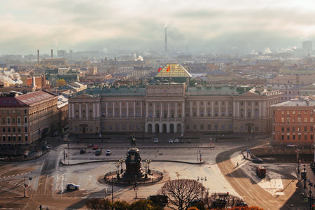 Mariinsky Palace and St. Isaac square in Saint Petersburg, Russia, aerial view NOV, 10, 2024.の写真素材