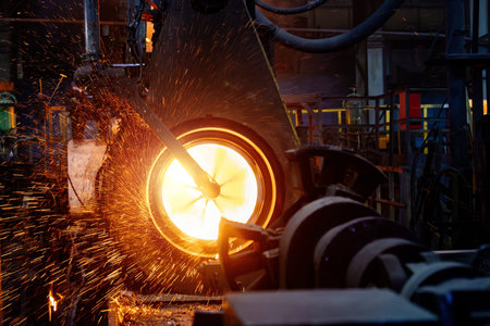 Iron pipe centrifugal pipe casting machine at the foundry