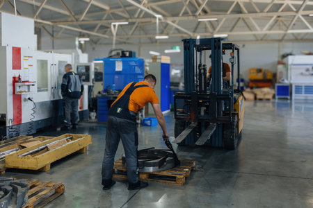 Metalworking factory production of car spare parts.