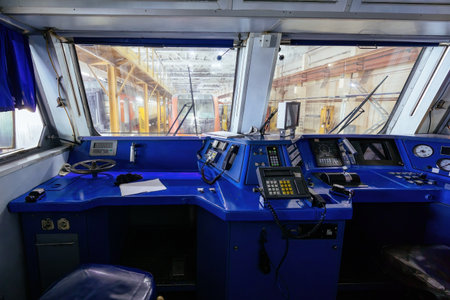Subway train interior. Driver dashboard.の写真素材