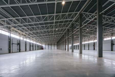 Big new empty industrial building, warehouse or commercial space.の写真素材