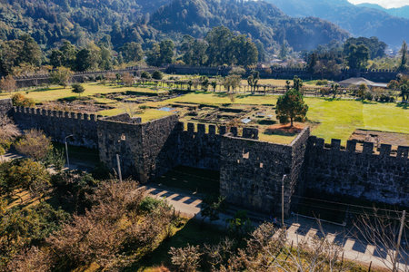 Ancient Roman fortress Gonio in Georgia, aerial view.の写真素材