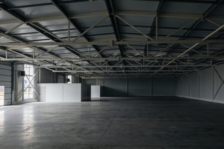Big new empty industrial building, warehouse or commercial space.の写真素材
