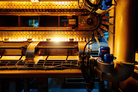 Automated PET plastic bottle blow molding machine.