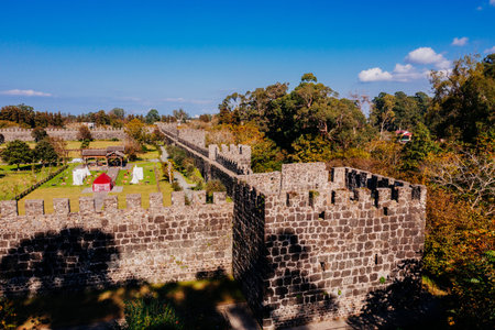 Ancient Roman fortress Gonio in Georgia, aerial view.