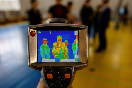 Image of people on thermal IR camera.