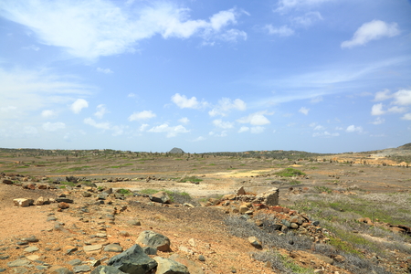 Desert natural beauty of Aruba. North coast Aruba Island. Amazing natural landscape and blue sky. September, 2017の写真素材