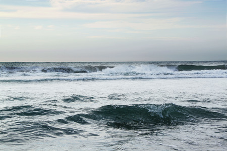 Beautiful Pacific ocean view on sky background. Nice nature backgroundsの写真素材