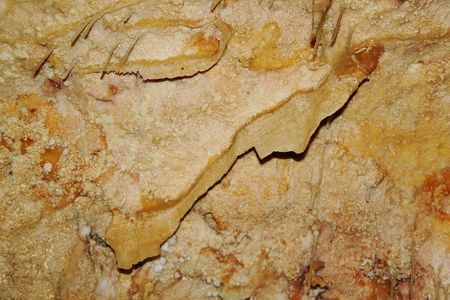 The crystal caves of Bermuda. Incredible formations of white stalactites covered with crystallized soda straws. Beautiful backgroundの写真素材