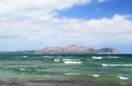 Spain. Amazing stone landscape and blue water of mediterranean sea. Beautiful background.の写真素材
