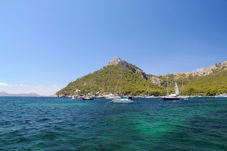 Spain. Amazing stone landscape and blue water of mediterranean sea. Beautiful background.の写真素材