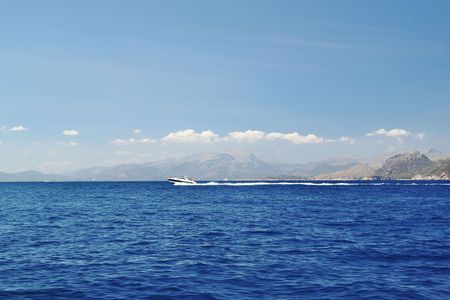 Spain. Palma de Majorca. Blue water of Mediterranean sea. Fantastic view. Beautiful background.の写真素材