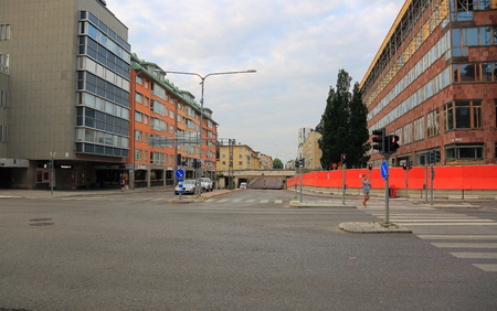 07-28-2018 :- View of street road. Uppsala, Sweden, Europe. Beautiful city background.のeditorial素材
