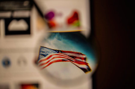 Close up view on computer screen.の写真素材