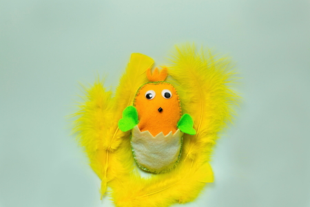 Close up view of cute handmade Easter decoration element. Beautiful backgrounds.の写真素材