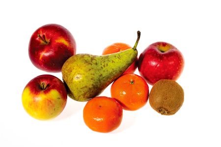 Colorful close up view of fruits isolated. Beautiful nature backgrounds.の写真素材
