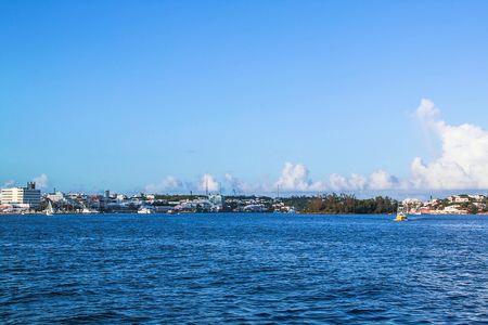 Amazing beauty Bermuda. Atlantic ocean. Turquoise sea water and blue sky. Beautiful background.の写真素材
