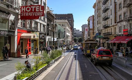 Gorgeous view of the street in San Francisco. Beautiful backgrounds. 09.18.2018. San Francisco. USA.のeditorial素材