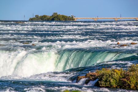Niagara falls Horseshoe. Ontario. Canada. Beautiful waterfall background.の写真素材