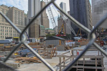View on constraction place of 9/11 Memorial. 09.26.2012. New York. USA.のeditorial素材