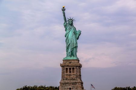Nice view on isolated Statue of Liberty New York. Beautiful backgrounds.の写真素材