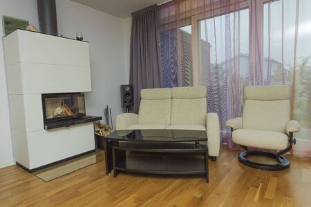 Beautiful view of modern room interior. Small cozy area of an apartment. Nice home design. Swedenの写真素材